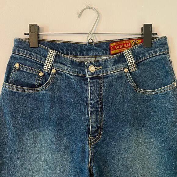 Lawman Women size 9 / 30 Straight Leg Jeans Rhinestone Slim Fit Vintage Western - Picture 3 of 12